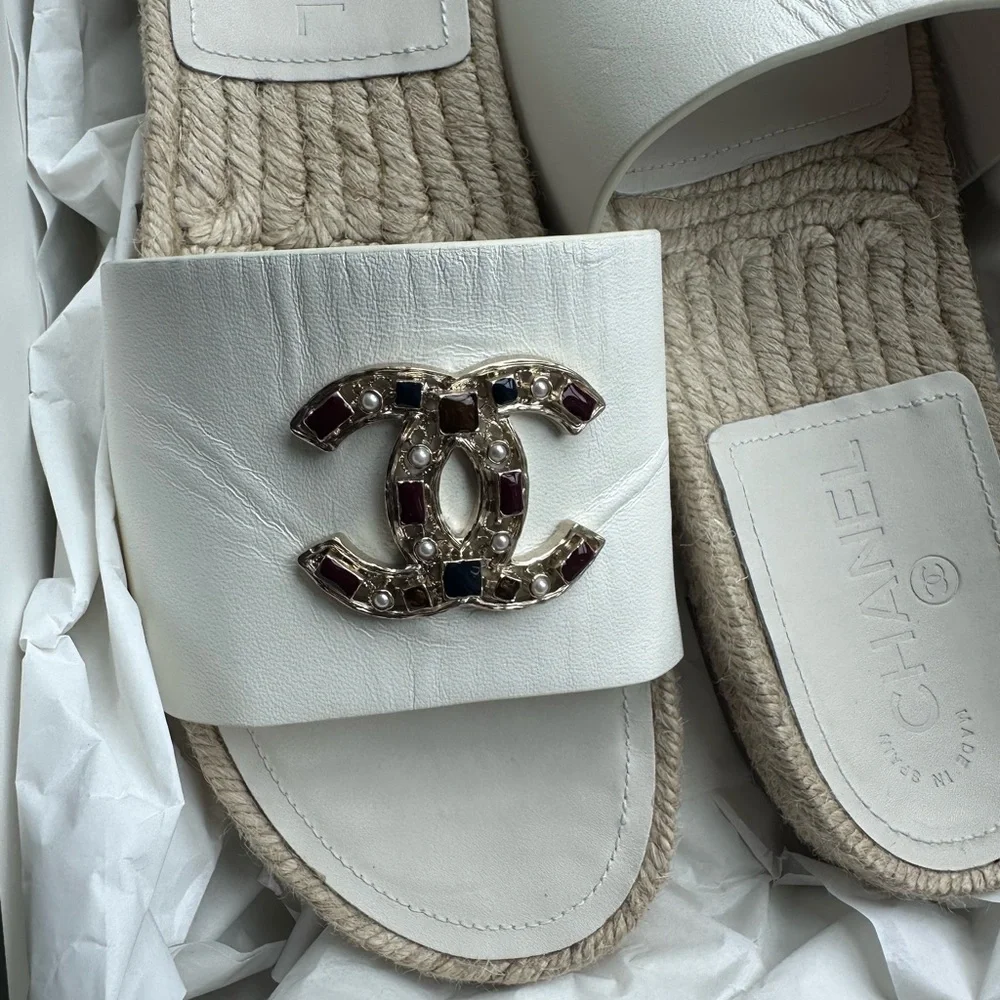 Brand New Never Worn Chanel Stud Encrusted Slides - Picture 5 of 8